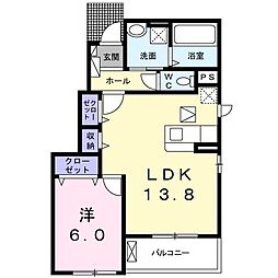 アイリス栗木山2 1LDKの間取図画像