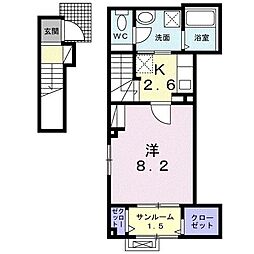 Ｂｏｓｃａｔｏ　Ｇ 2階1Kの間取り