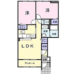 オーレリア 2LDKの間取図画像