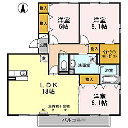 グランディール川尻 3LDKの間取図画像