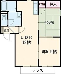 フォーレス榎A 1階2LDKの間取り