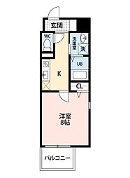 プランドール西子飼 ワンルームの間取図画像