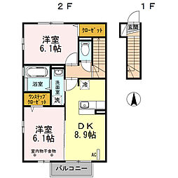メゾンささや 2DKの間取図画像