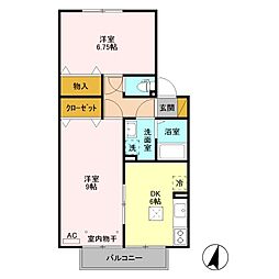 コート花水木 1階2DKの間取り