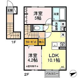 ロイジェントパークス野田5丁目A 2LDKの間取図画像