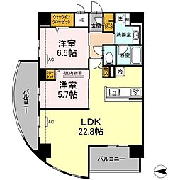 D′プレイス九品寺 2LDKの間取図画像