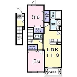 ひまわり　Ｃ 2階2LDKの間取り
