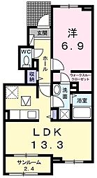グランハピネス　III 1階1LDKの間取り