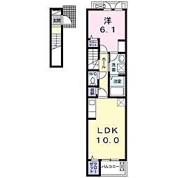 クラール観光町C 1LDKの間取図画像