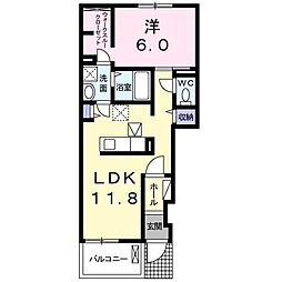 エテルノ・フィオーレB 1LDKの間取図画像