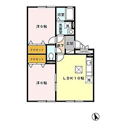 グランルーチェ 1階2LDKの間取り