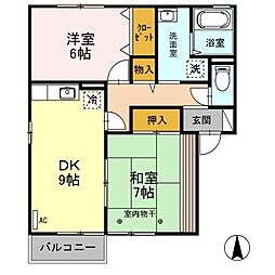 チムニール 2DKの間取図画像