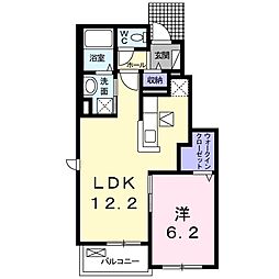 アイリス・III 1階1LDKの間取り