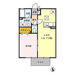山翡翠の杜3 1LDKの間取図画像