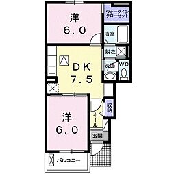 クラール 2DKの間取図画像