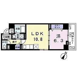 マーレ旭丘 1LDKの間取図画像