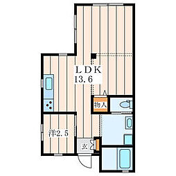 Fermier湘南台 1階1LDKの間取り