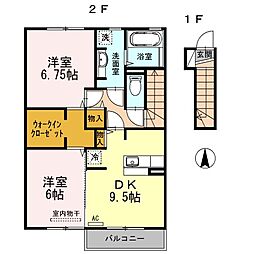クレアトゥール柏B 2DKの間取図画像