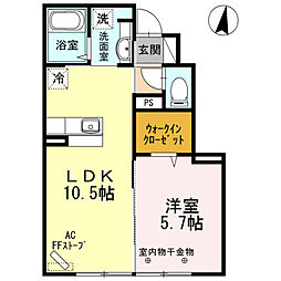 ケイズコート　Ｂ 1階1LDKの間取り
