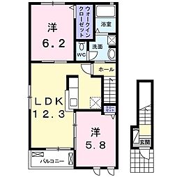 ルシエルランド1 2LDKの間取図画像