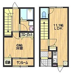 ラ・ルーチェ花沢 1階1LDKの間取り