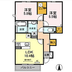 ルミエール誉田 2LDKの間取図画像