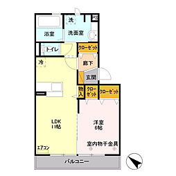 レグラス稲里Ｆ 2階1LDKの間取り
