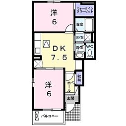 ポノポノ・シルフB 2DKの間取図画像