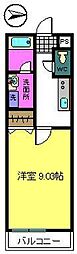 プリエりんくうB 1Kの間取図画像