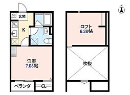 サングレイス南清水 1Kの間取図画像