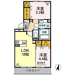 ハイムセラ大津駅前 2LDKの間取図画像