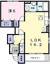 フレスクーラ苫編 1LDKの間取図画像