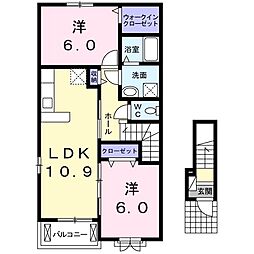 ボナポルタA 2LDKの間取図画像