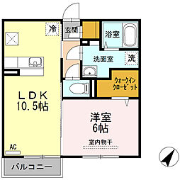 サンモール・都VI 1階1LDKの間取り
