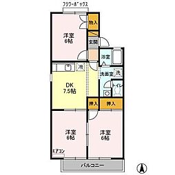 メゾンクレール　Ｃ 1階3DKの間取り