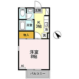 フォーダイヤモンズタウン　Ｅ 2階1Kの間取り