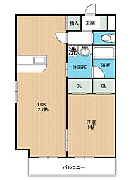 ラームル菊陽 6階1LDKの間取り