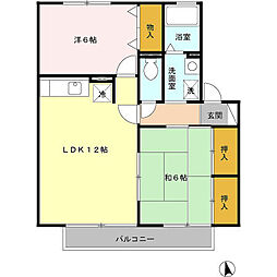ロイヤルガーデン野口A棟 2LDKの間取図画像