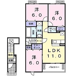 カーサ・ミニョンA 3LDKの間取図画像