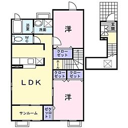 バーミィハウスA 2LDKの間取図画像