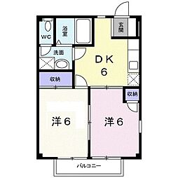 エクセランS 2DKの間取図画像