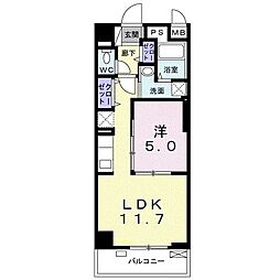 グランシャリオ清瀬 1LDKの間取図画像