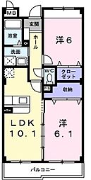 サニーハウス 2LDKの間取図画像