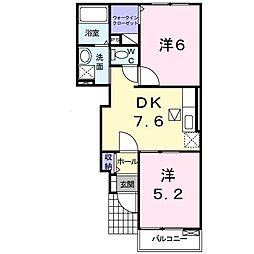 マーベラスビューA 2DKの間取図画像