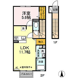クレールシャンブルB 1LDKの間取図画像