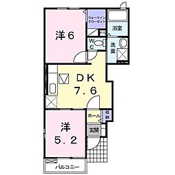 ミニョン・アンジュ 2DKの間取図画像