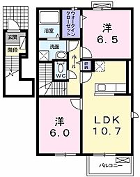 カーム・セイ2 2LDKの間取図画像