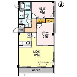 JR上越線 高崎問屋町駅 徒歩20分の賃貸アパート 3階2LDKの間取り