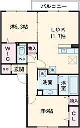 コーポラスツツミE棟 2LDKの間取図画像