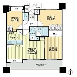 ナイスシティアリーナ北仙台 9階3LDKの間取り